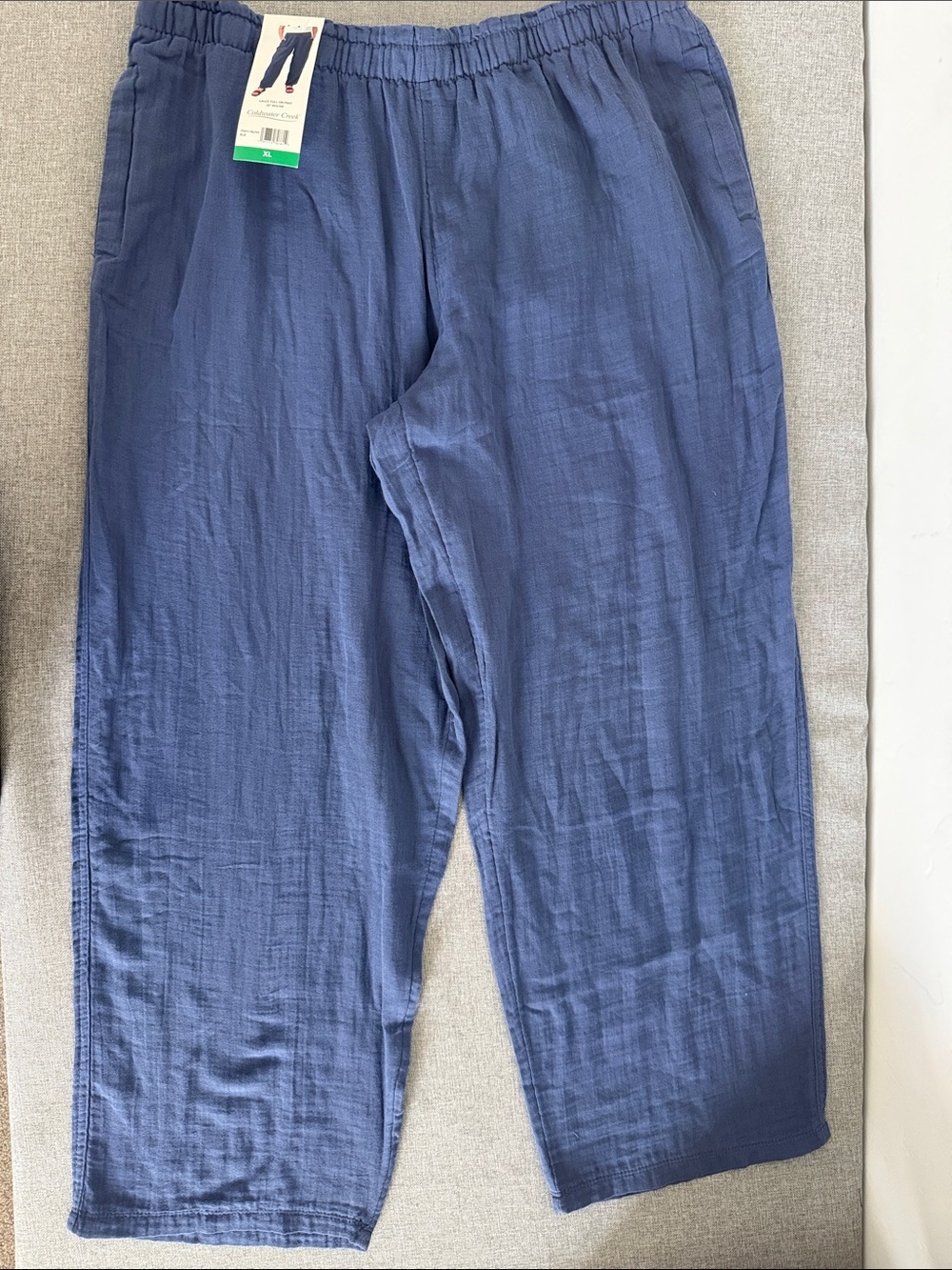 Coldwater Creek Navy Wide-Leg Linen-Blend Pants